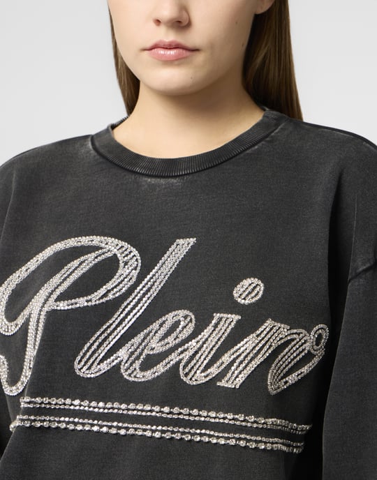 Washed Open Back Sweatshirt Strass Signature - Image 3