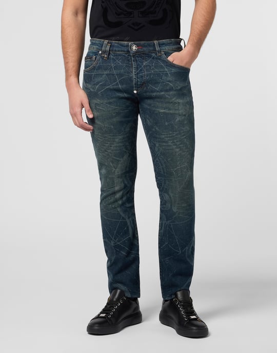 Printed Super Straight Cut Jeans Tattoo - Image 2
