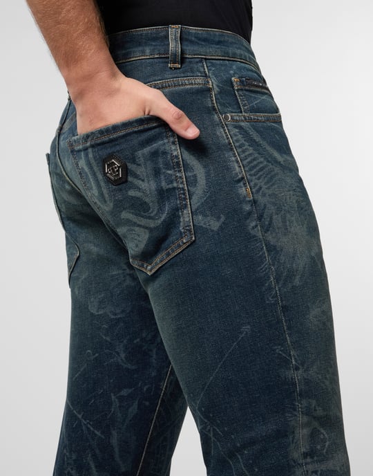 Printed Super Straight Cut Jeans Tattoo - Image 3