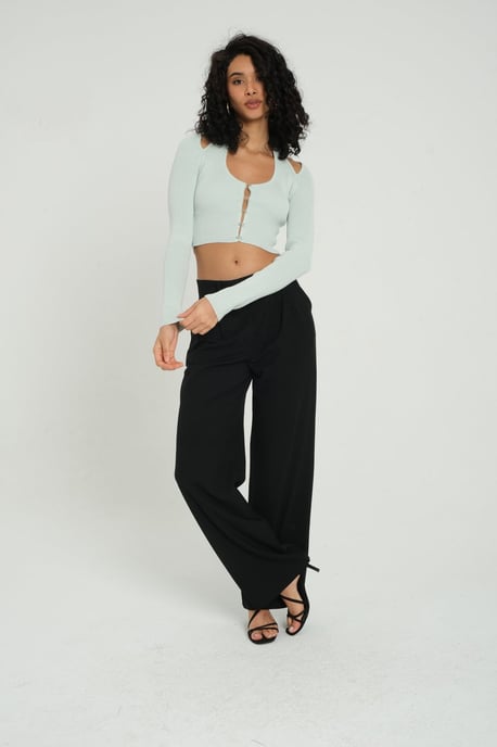 Crop-Cardigan mit Scoop-Ausschnitt und Rückenausschnitt, verziert - Image 1