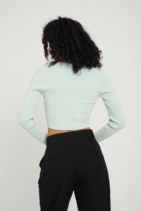 Crop-Cardigan mit Scoop-Ausschnitt und Rückenausschnitt, verziert - Image 4