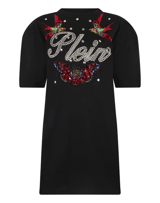 Open Back T-Shirt Dress Tattoo Strass - Image 1