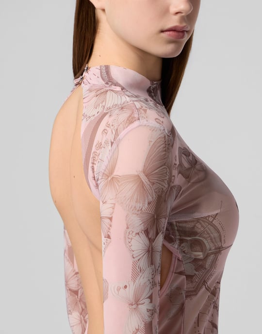 Tulle Maxi Dress Open Back Butterfly Tattoo - Image 3