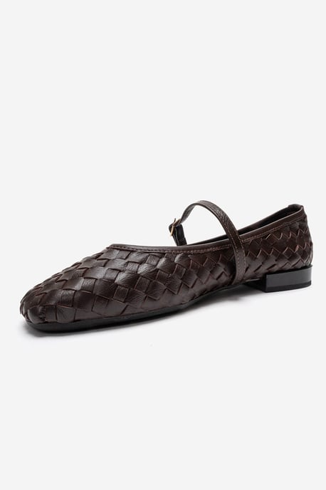 Yevora Leder Geflochtener Riemen Ballerina - Image 6