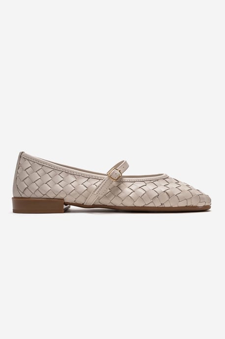 Yevora Leder Geflochtener Riemen Ballerina - Image 3