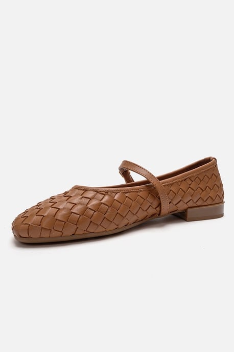 Yevora Leder Geflochtener Riemen Ballerina - Image 6