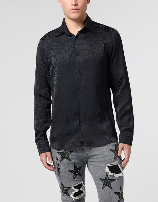 Loose Fit Silk Shirt Dragon Skull - Image 2