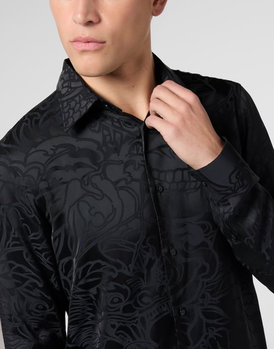 Loose Fit Silk Shirt Dragon Skull - Image 3