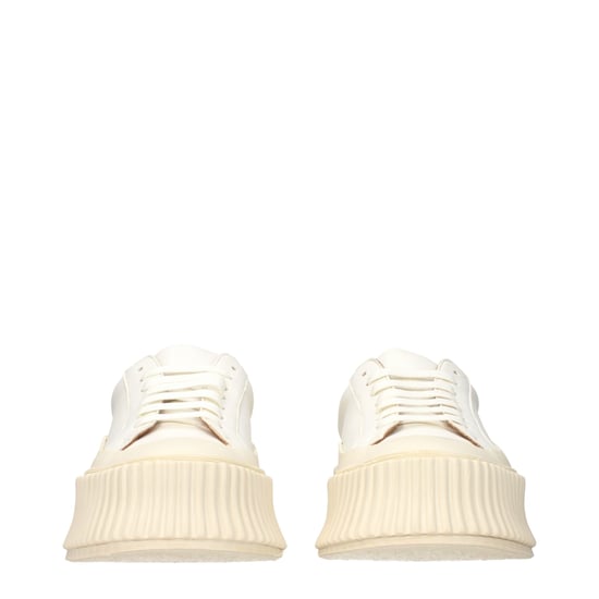 Jil Sander Weiße Leder Plateausneaker - Image 3