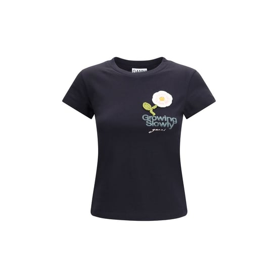 Ganni Schwarzes Baumwoll-T-Shirt - Image 1