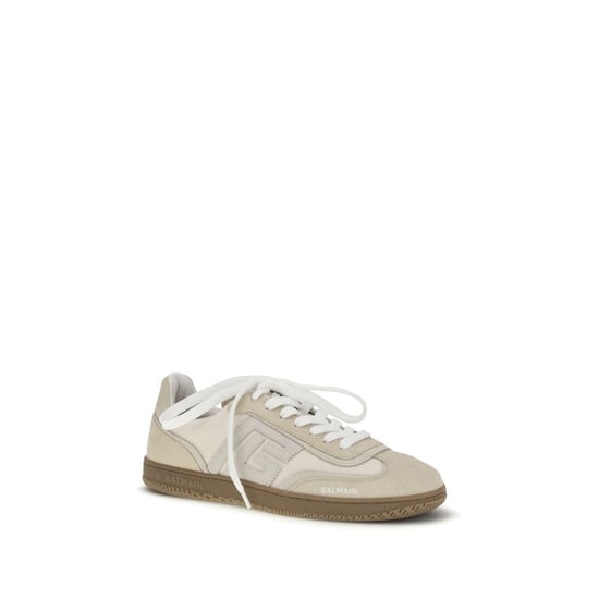 Balmain Beigefarbene Wildleder Sport Sneakers - Image 2