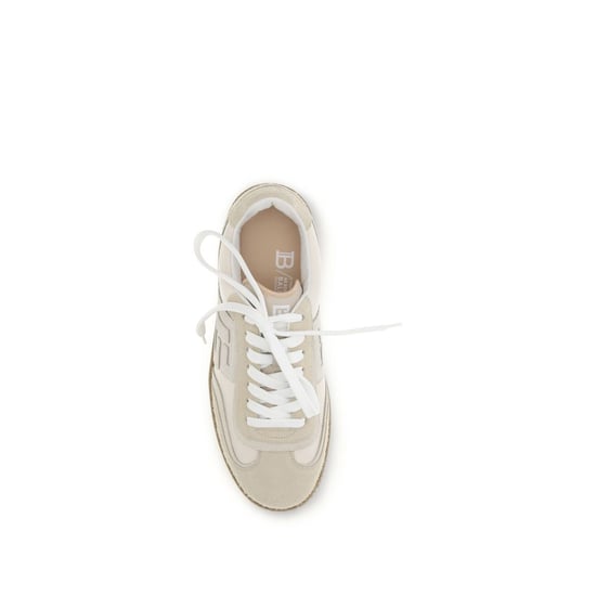 Balmain Beigefarbene Wildleder Sport Sneakers - Image 4