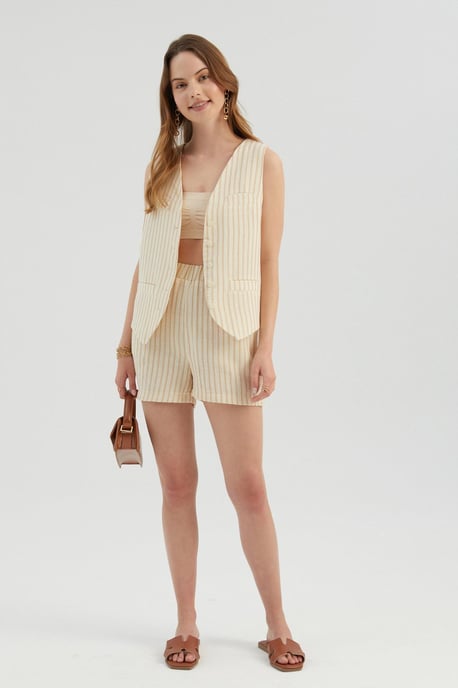 Gestreifte High-Waist-Shorts mit elastischem Bund - Image 5