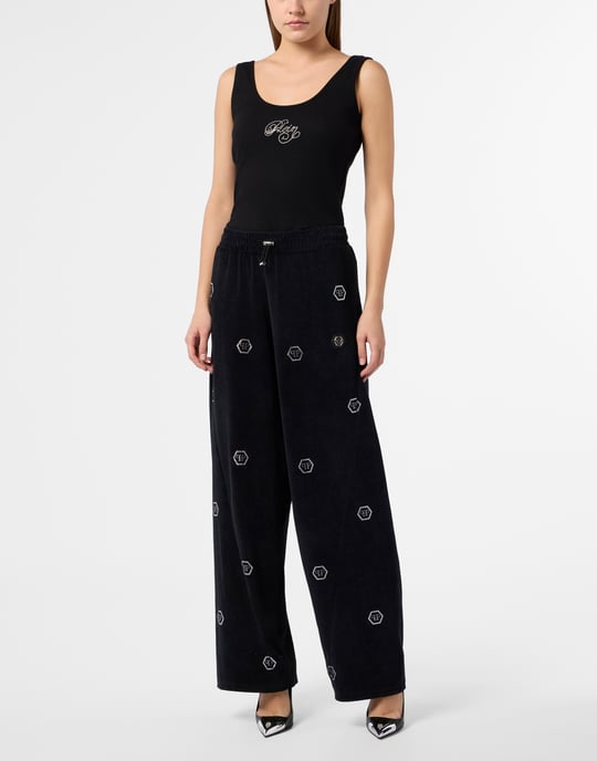 Chenille Skater Fit Tracksuit Pants Monogram Strass - Image 4