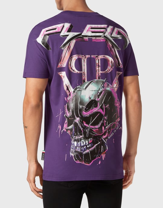 Philipp Plein T-Shirt mit Rundhals und Chrome-Detail - Lila - Image 5