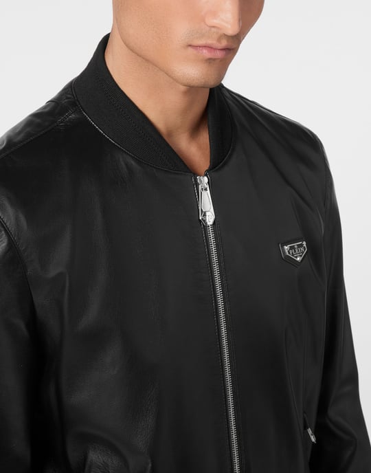 Leder-Bomber Iconic Plein - Image 5