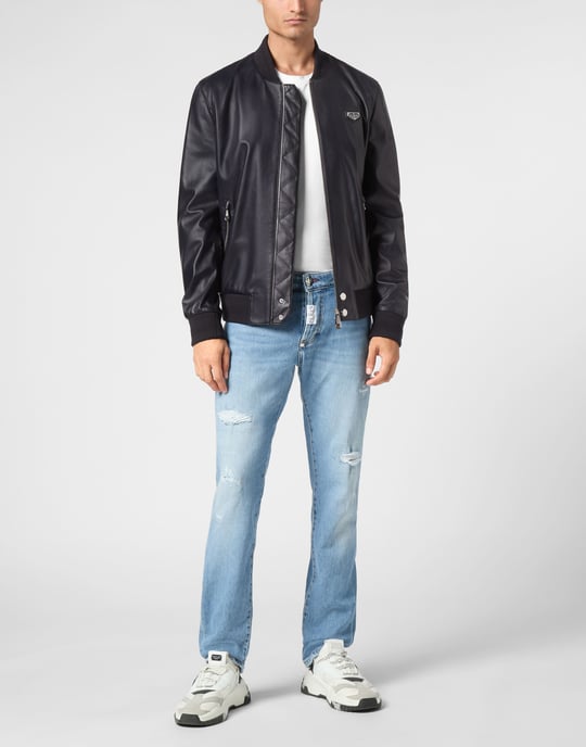Leder-Bomber Iconic Plein - Image 3