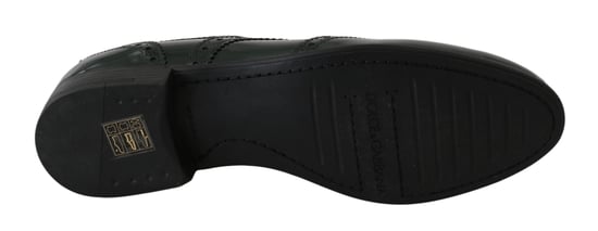 Dolce & Gabbana Grüne Leder Brogue Oxford Wingtip Schuhe - Image 3