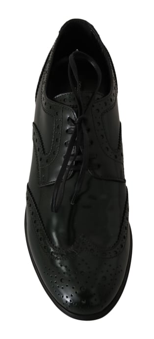 Dolce & Gabbana Grüne Leder Brogue Oxford Wingtip Schuhe - Image 4