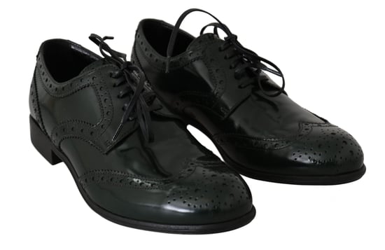 Dolce & Gabbana Grüne Leder Brogue Oxford Wingtip Schuhe - Image 5