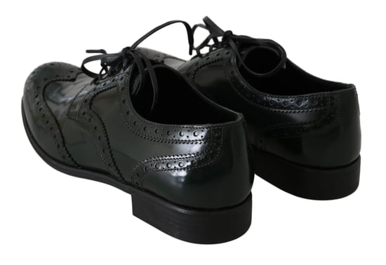 Dolce & Gabbana Grüne Leder Brogue Oxford Wingtip Schuhe - Image 6