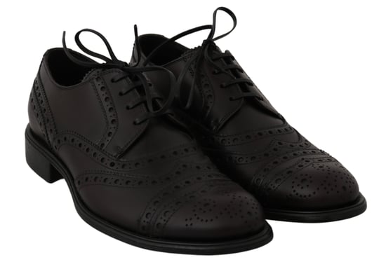 Dolce & Gabbana Schwarze Leder Wingtip Oxford Schnürschuhe - Image 3