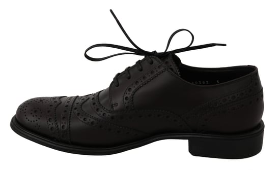 Dolce & Gabbana Schwarze Leder Wingtip Oxford Schnürschuhe - Image 5