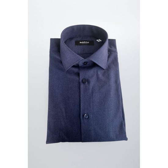 Baldinini Trend Blaue Baumwoll-Herrenhemd - Image 1