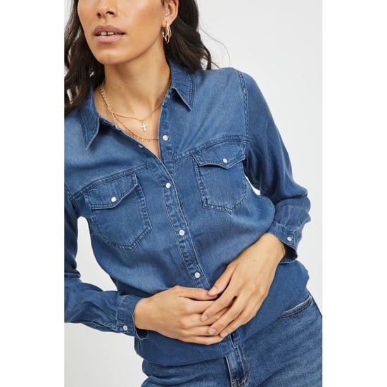 Vila Kleidung Blaue Baumwollbluse - Image 3