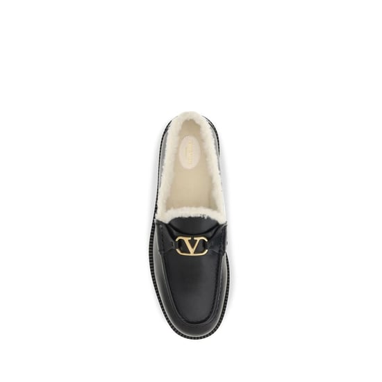 Valentino Garavani Schwarze Kalbsleder Bos Taurus Slipper - Image 4