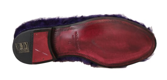 Dolce & Gabbana lila Schafsfell-Leder Loafer - Image 3
