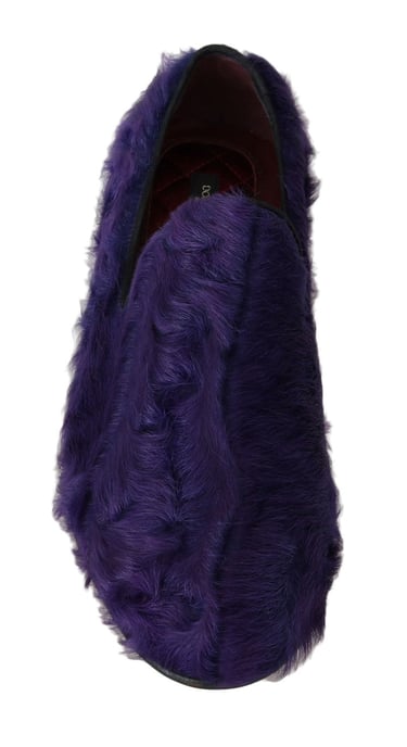 Dolce & Gabbana lila Schafsfell-Leder Loafer - Image 4