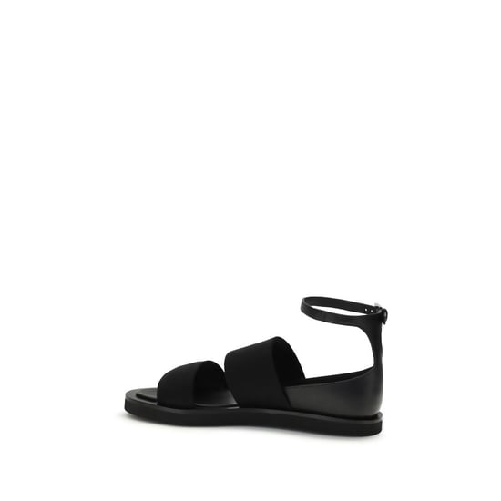 Max Mara Schwarze Kalbsleder Bos Taurus Flachsandalen - Image 3