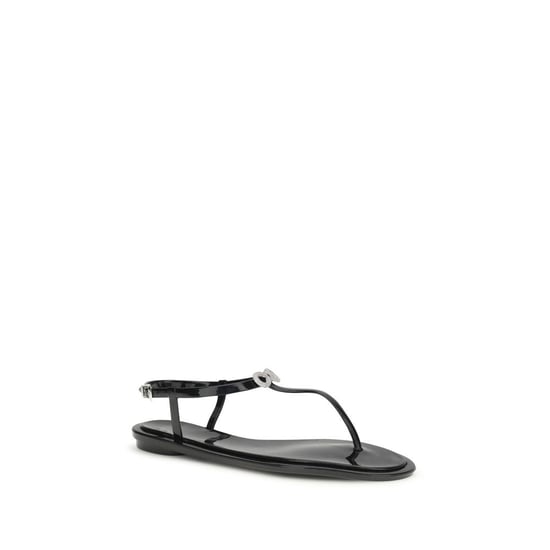MACH & MACH Schwarze Gummi Flache Sandalen - Image 2