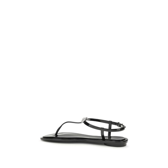 MACH & MACH Schwarze Gummi Flache Sandalen - Image 3