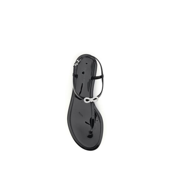 MACH & MACH Schwarze Gummi Flache Sandalen - Image 4