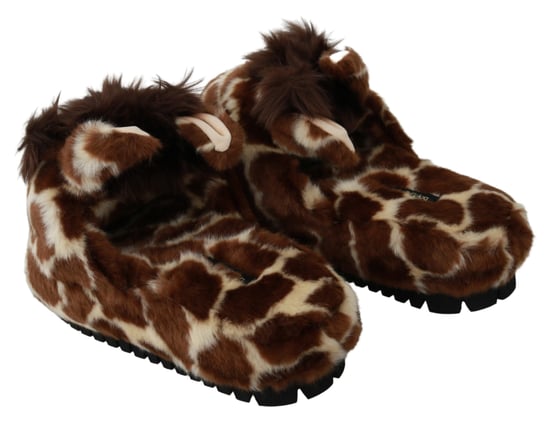 Dolce & Gabbana Braune Giraffen Hausschuhe Flats Sandalen Schuhe - Image 5