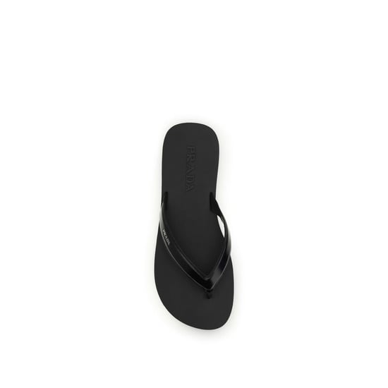 Prada Schwarze Kalbsledersandalen Bos Taurus Flip-Flops - Image 4