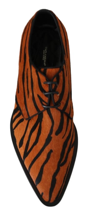 Dolce & Gabbana Orange Ponyhaar Formal Dress Broque Schuhe - Image 3