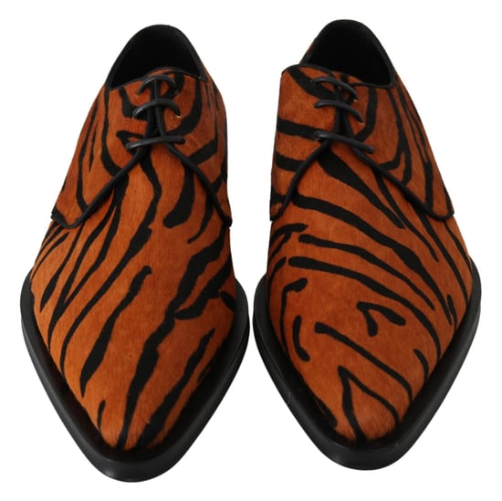 Dolce & Gabbana Orange Ponyhaar Formal Dress Broque Schuhe - Image 4