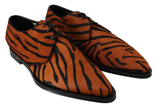 Dolce & Gabbana Orange Ponyhaar Formal Dress Broque Schuhe - Image 5