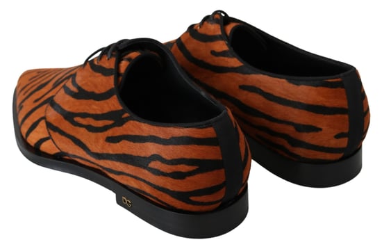 Dolce & Gabbana Orange Ponyhaar Formal Dress Broque Schuhe - Image 6