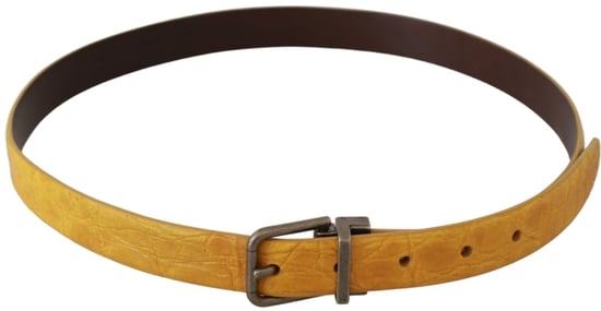 Dolce & Gabbana Gelber Exotischer Ledergürtel mit grauem Schnallenverschluss - Image 3