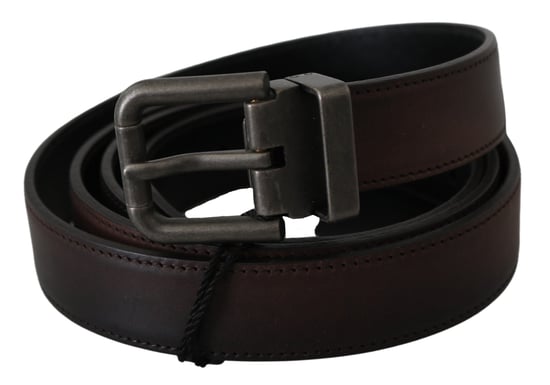 Dolce & Gabbana Solid brauner Leder-Gürtel mit grauer Schnalle - Image 2