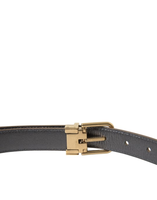 Dolce & Gabbana Metallic Gold Kalbleder Gürtel mit Metallschnalle - Image 5