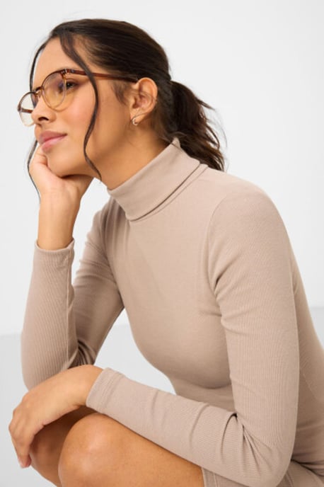 Rippstrick-Turtleneck Midi-Kleid - Image 3