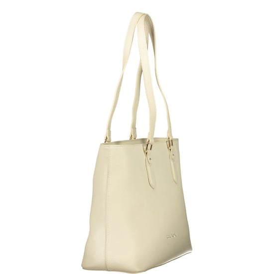 Mario Valentino Beige Polyurethan Damen Schultertasche mit Innenfach - Image 3