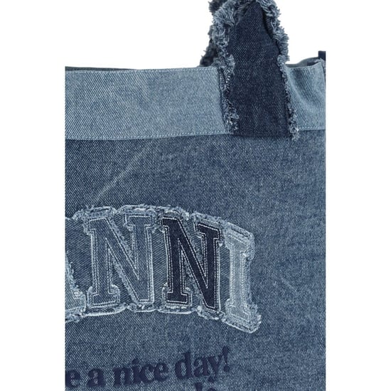Ganni Blaue Baumwoll-Schultertasche - Image 4