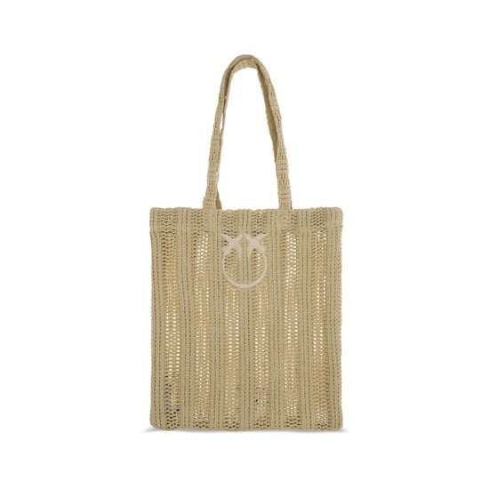 PINKO Beigefarbene Raffia Schultertasche - Image 1