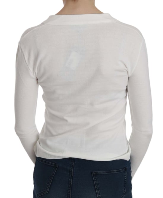 BYBLOS Weißer V-Ausschnitt Langarm Gekürzter Cardigan Pullover - Image 2